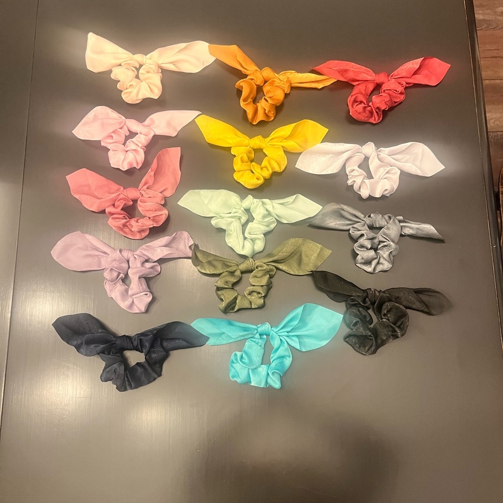 Colorful Hair Scrunchie Bow Set